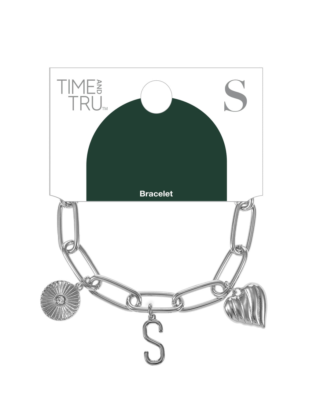 Silvertone Initial Charm Bracelet, Initial M