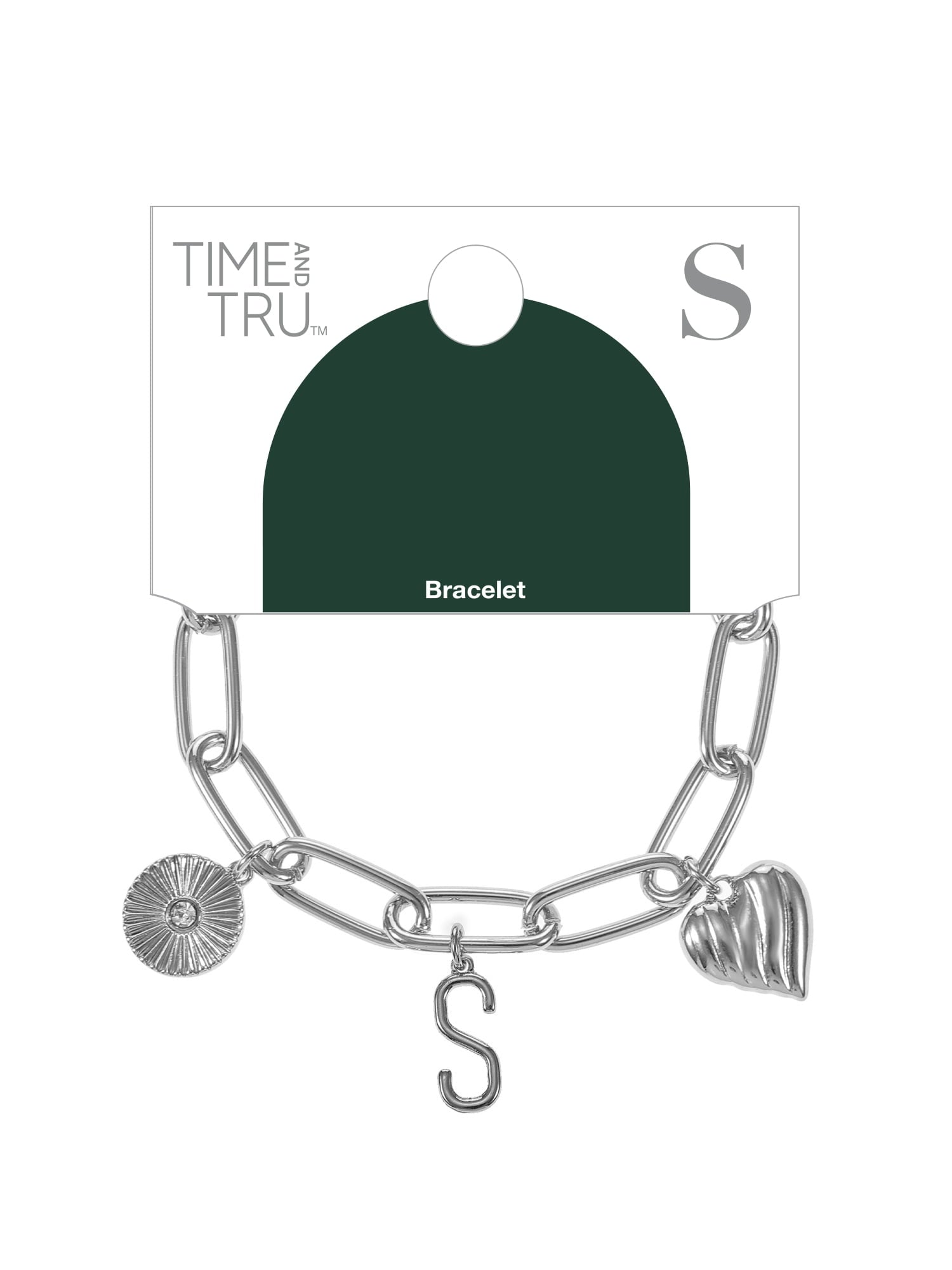Silvertone Initial Charm Bracelet, Initial M