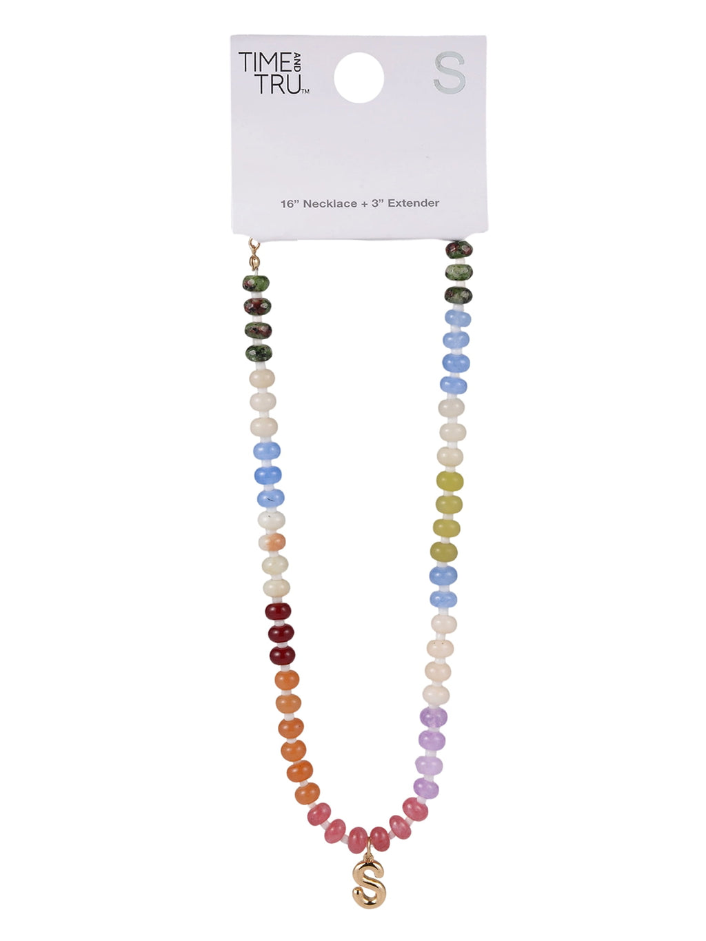 Goldtone Multicolored Bead Initial "A" Necklace