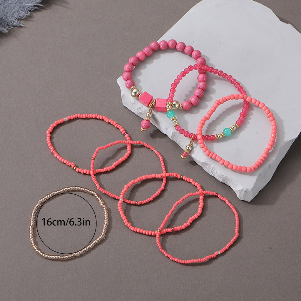 8 PCS Bohemian Women's Bracelet, Beaded Bracelet, Women's and Girls