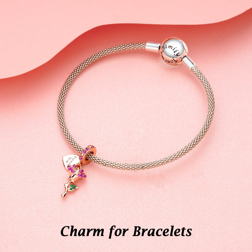 925 Sterling Charm for Bracelets Four Leaf Clover Lucky OpenWork Bead Charm Women Bracelet Charm