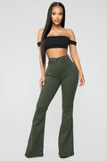 Bell Bottom Blues Jeans - Olive