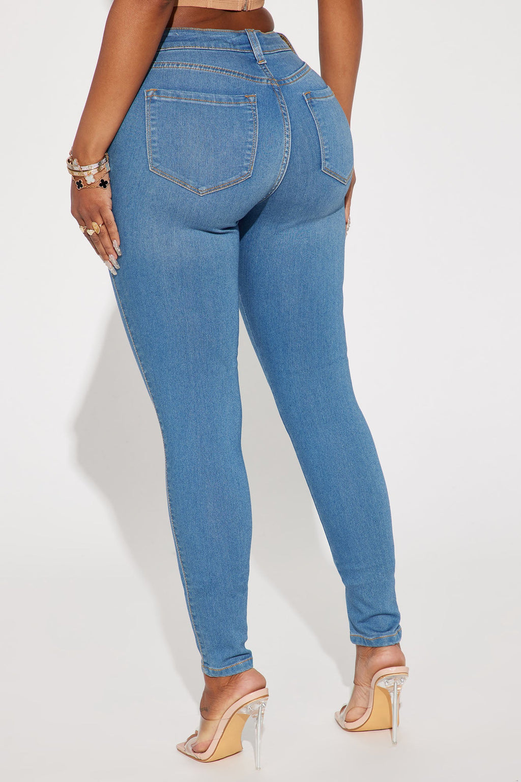 Classic Mid Rise Skinny Jeans - Medium Blue Wash