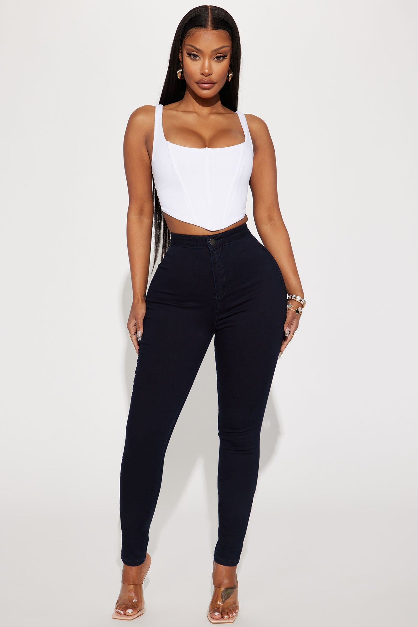 Super High Waist Denim Skinnies - Indigo