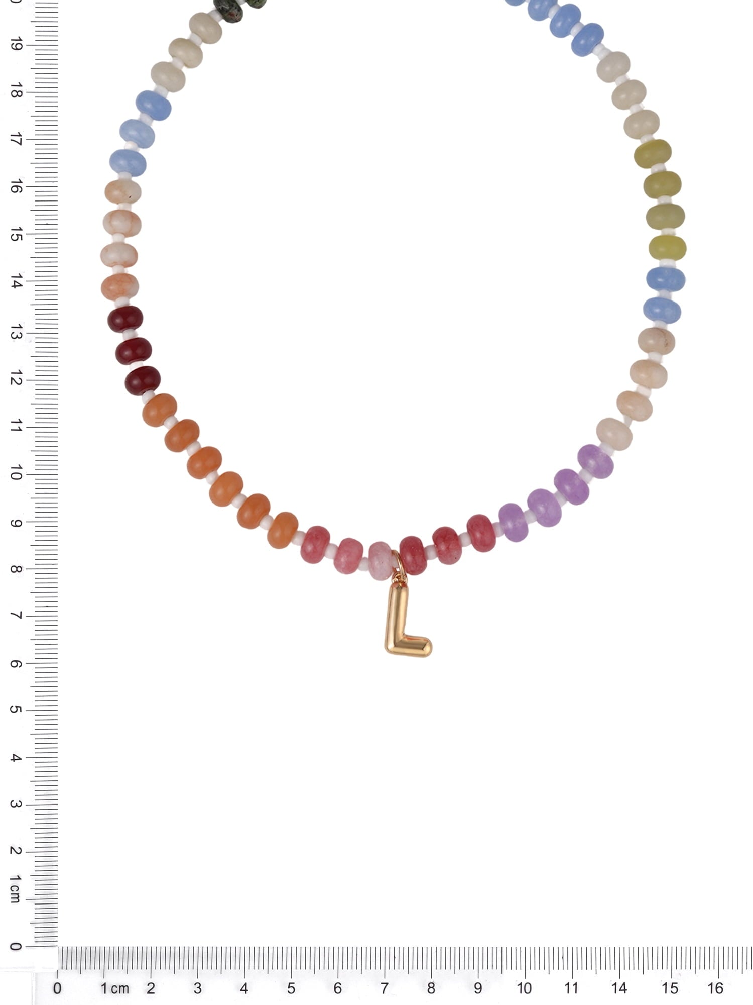 Goldtone Multicolored Bead Initial "A" Necklace