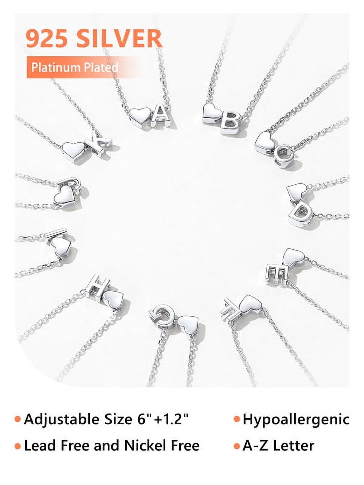 Women's Sterling Bracelets Heart &amp; Alphabet Letter A Initial Bracelet Charm Jewelry Gifts for Her