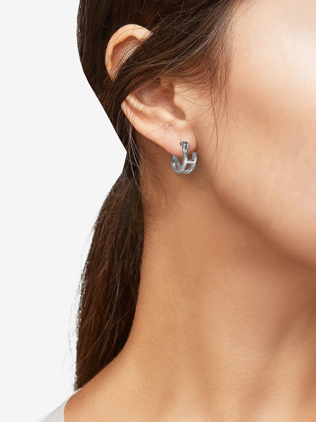 Silvertone Multi Earring Set, 5 Pairs, Initial B