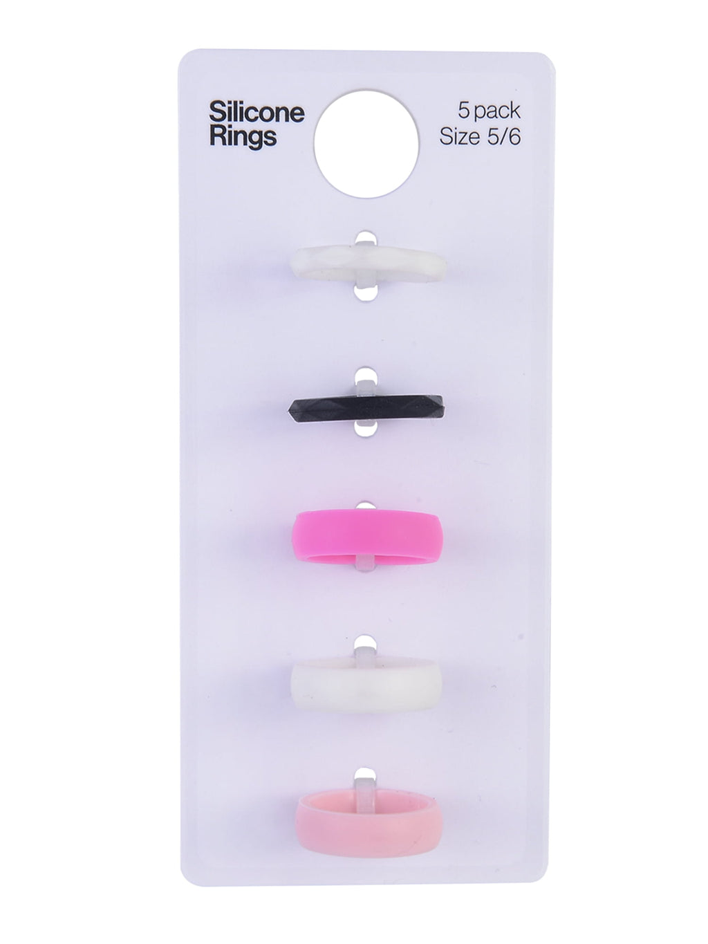 Solutions Adult Female 5 Piece White and Pink Silicone Ring Set, Size 5/6