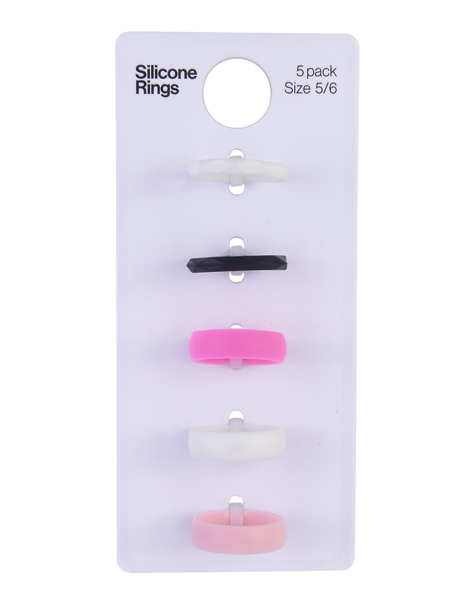 Solutions Adult Female 5 Piece White and Pink Silicone Ring Set, Size 5/6