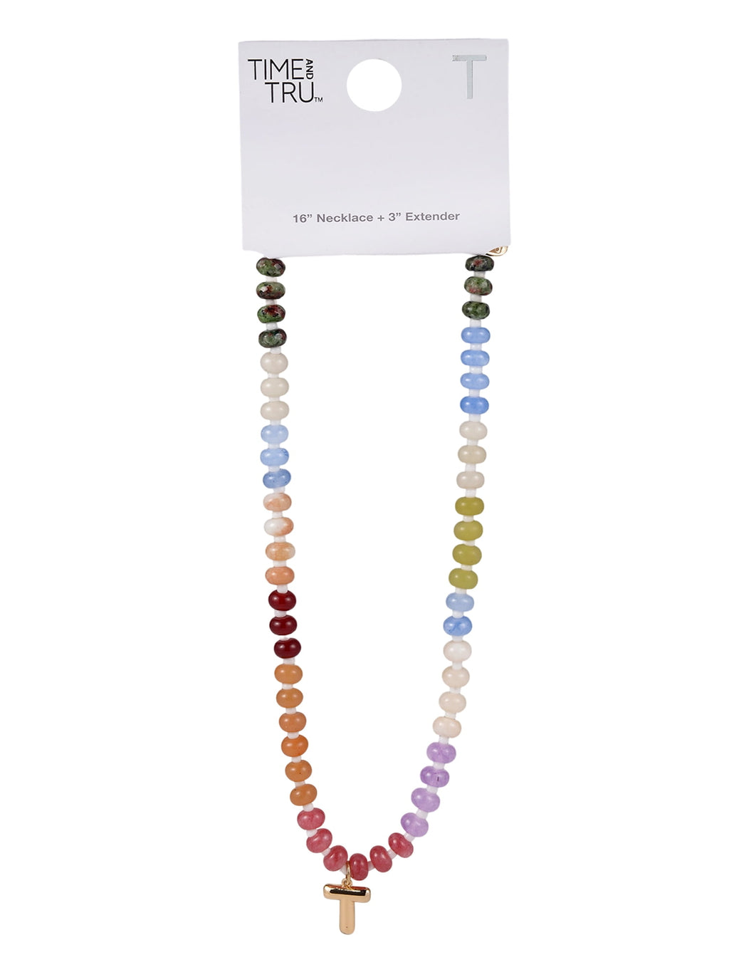 Goldtone Multicolored Bead Initial "A" Necklace