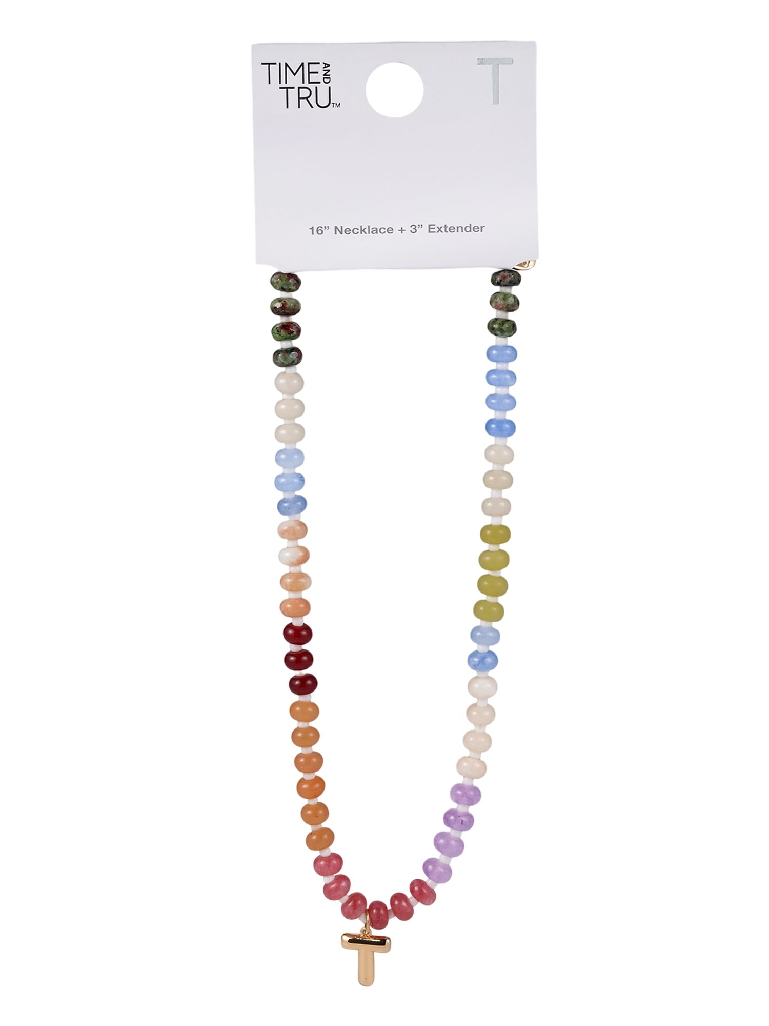 Goldtone Multicolored Bead Initial "A" Necklace
