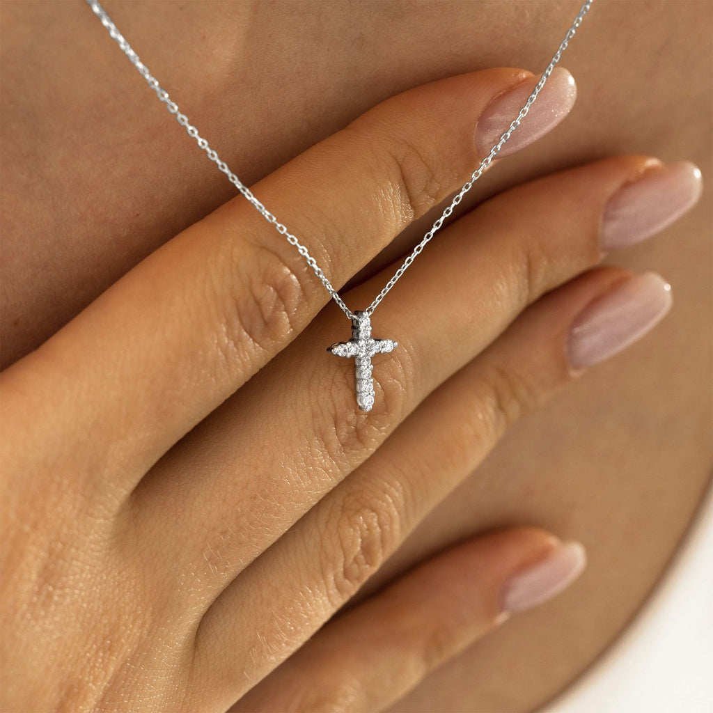 14K Plated Dainty Tiny Cross Pendant Necklace for Women Jewelry Personalizedt First Communion Christian Baptism Easter Gifts for Her Kid Girls