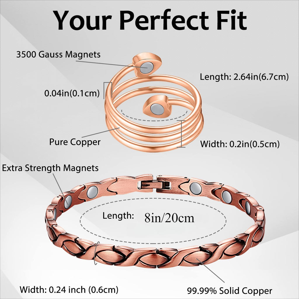 99.99% Solid Copper Magnetic Bracelets for Women