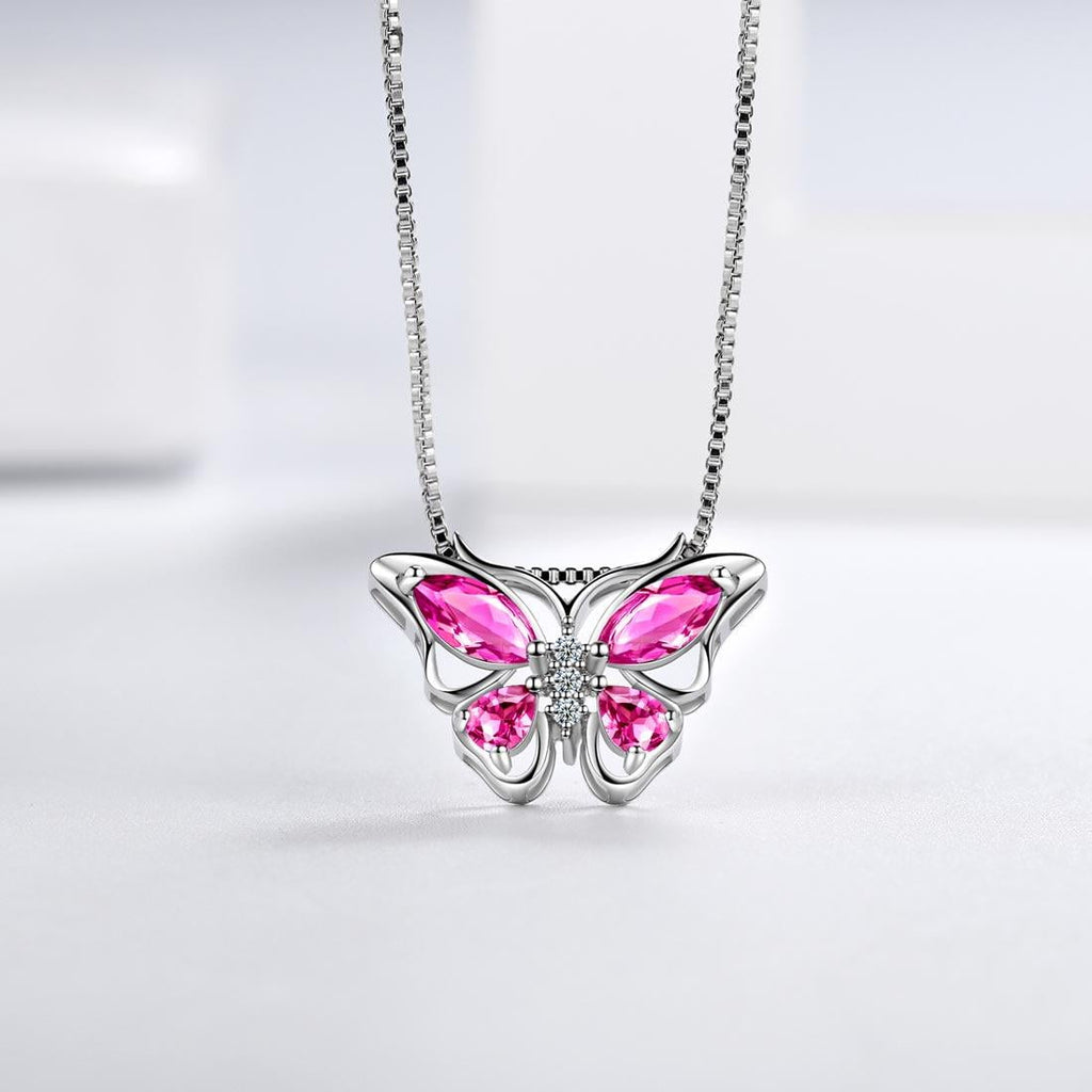 December Tanzanite Blue Butterfly Necklaces 925 Sterling Pendant Jewelry for Women Wife