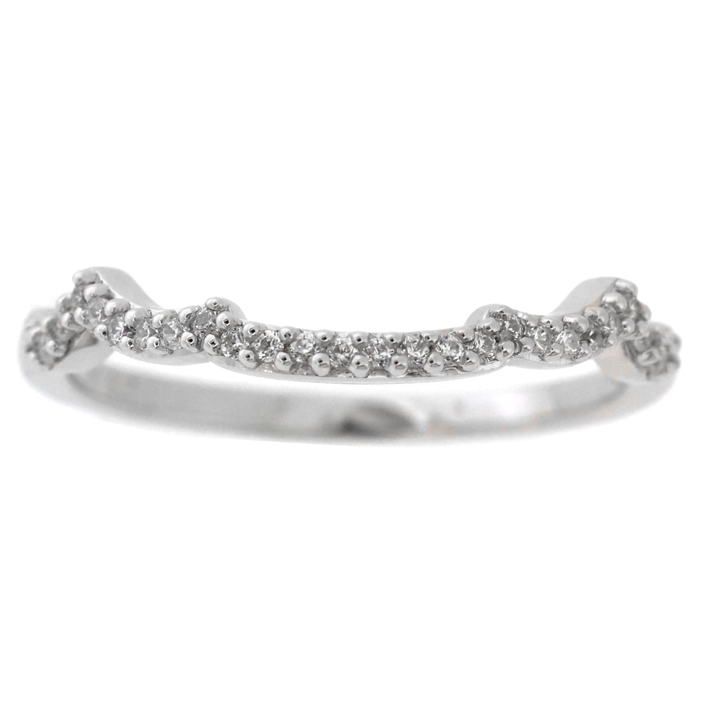 Fine Jewelry Sterling White Diamond &amp; Created Sapphire Engagement Ring