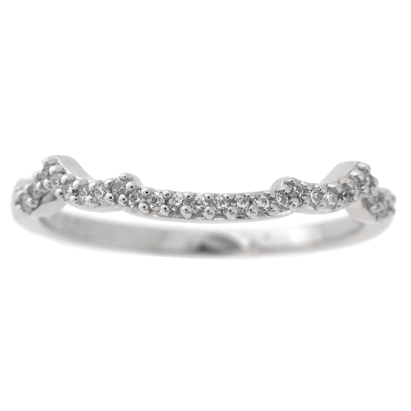 Fine Jewelry Sterling White Diamond &amp; Created Sapphire Engagement Ring