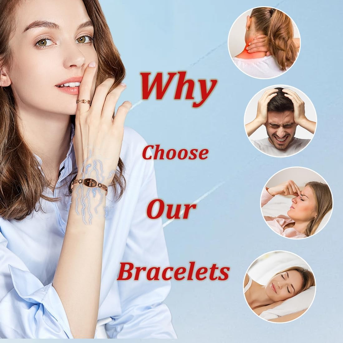 99.99% Solid Copper Magnetic Bracelets for Women