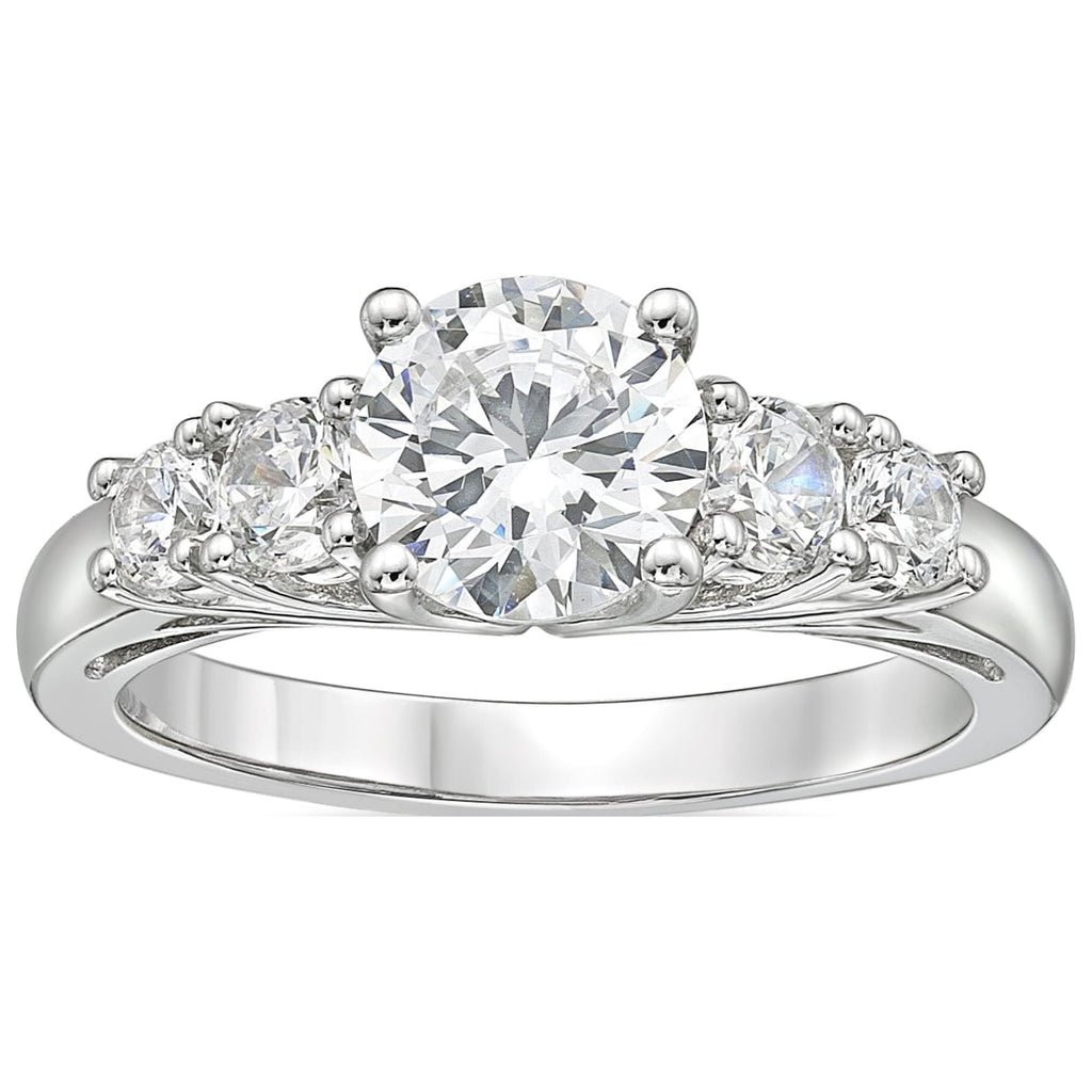 Fine Jewelry Sterling White Diamond &amp; Created Sapphire Engagement Ring