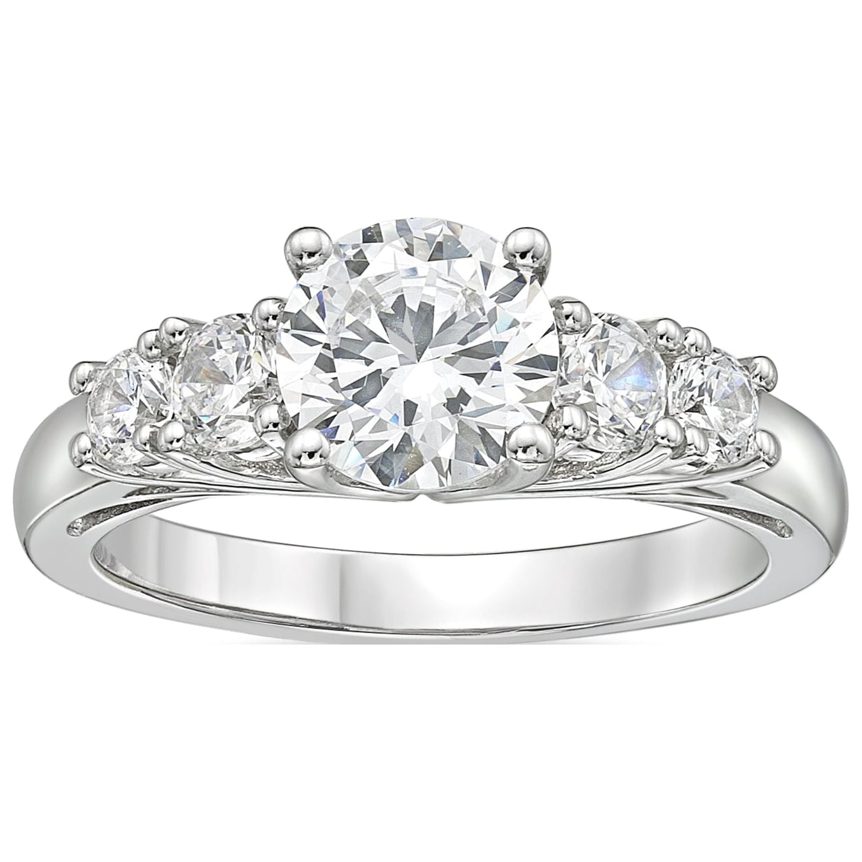 Fine Jewelry Sterling White Diamond &amp; Created Sapphire Engagement Ring
