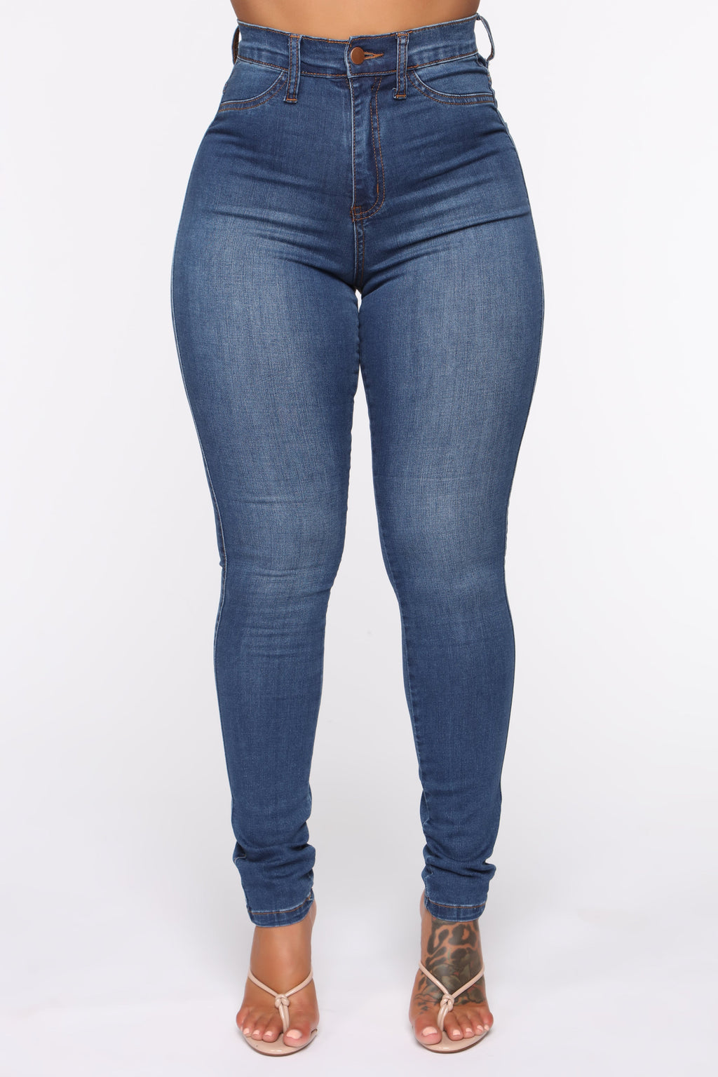 Modern High Rise Skinny Jeans - Medium Blue