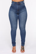 Modern High Rise Skinny Jeans - Medium Blue