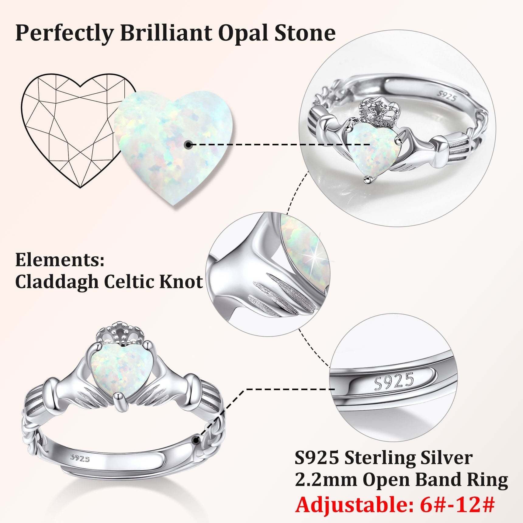 Infinity Celtic Knot Rings for Women 925 Sterling Heart Rings October Pink Tourmaline Rings for Mom Daughter Wife Girlfriend