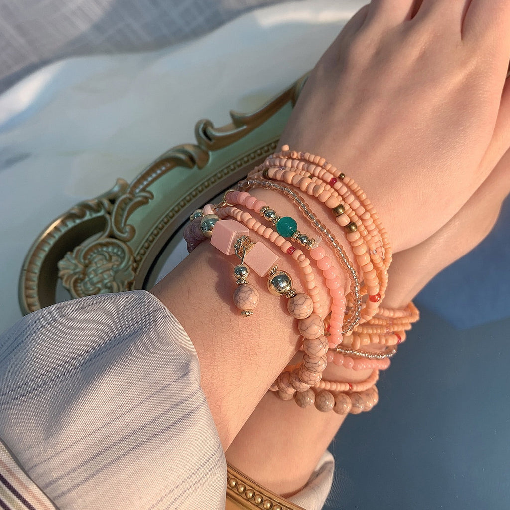 8 PCS Bohemian Women's Bracelet, Beaded Bracelet, Women's and Girls