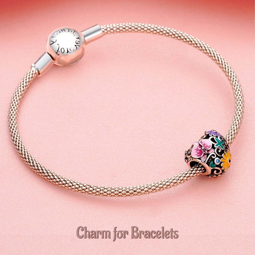 925 Sterling Charm for Bracelets Four Leaf Clover Lucky OpenWork Bead Charm Women Bracelet Charm
