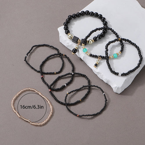 8 PCS Bohemian Women's Bracelet, Beaded Bracelet, Women's and Girls