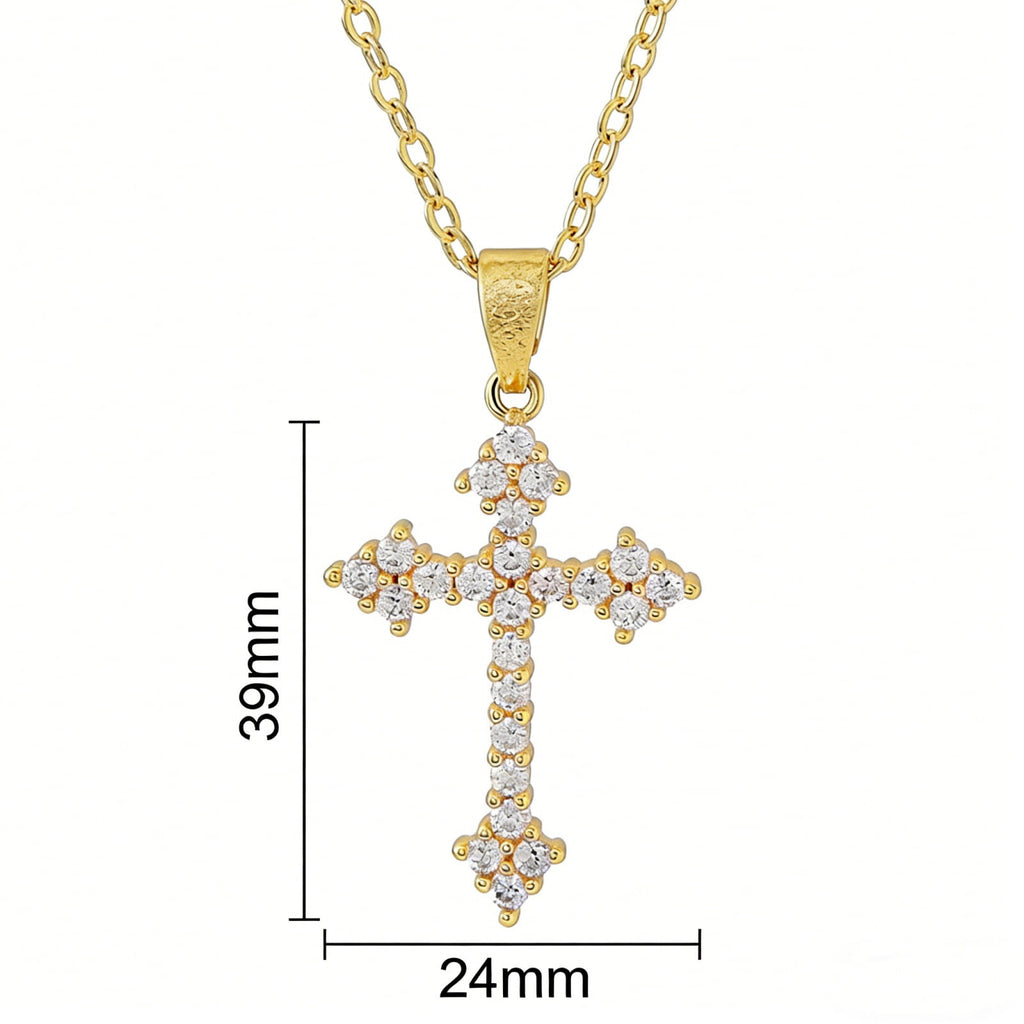 14K Plated Zirconia Cross Pendant Necklace for Women with 925