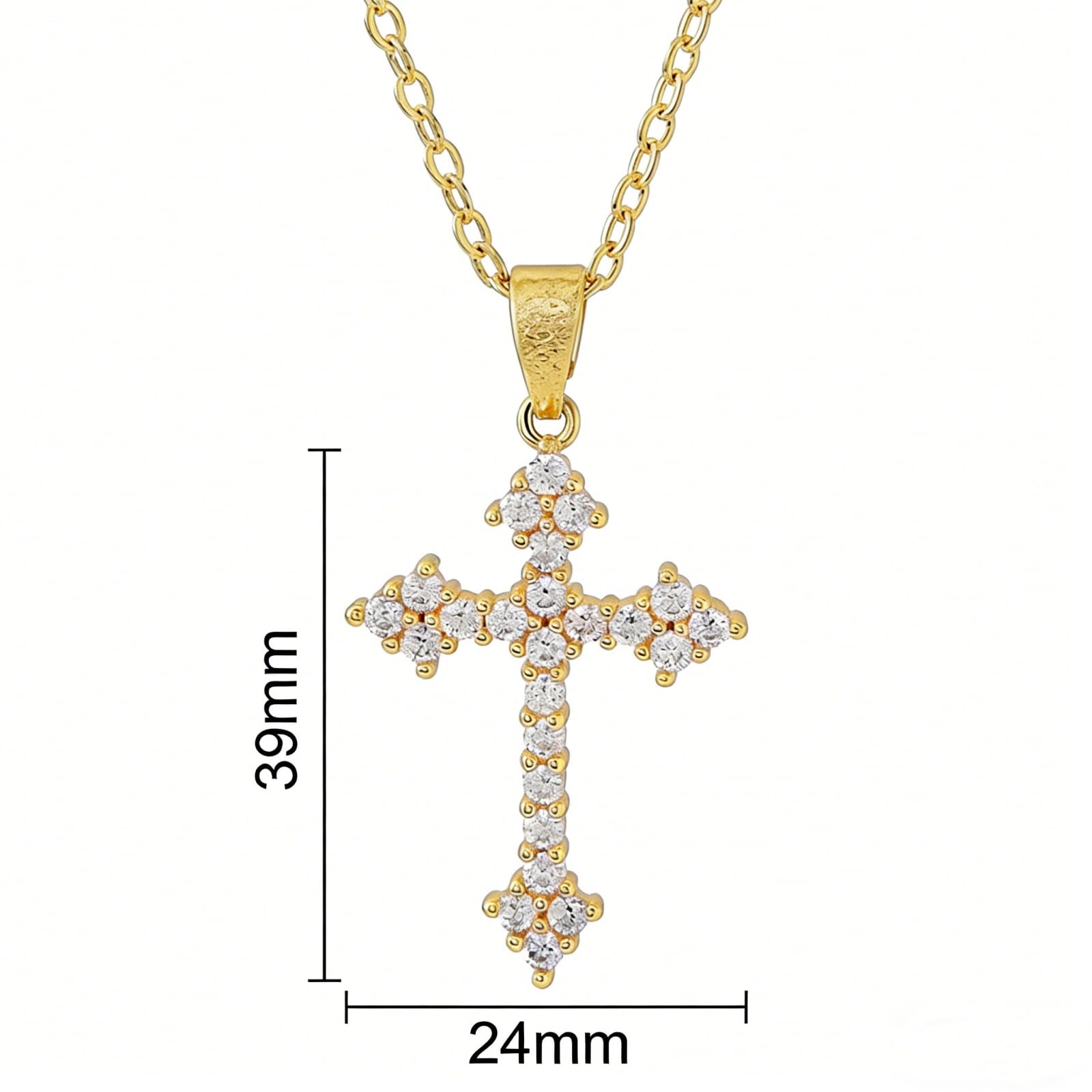 14K Plated Zirconia Cross Pendant Necklace for Women with 925