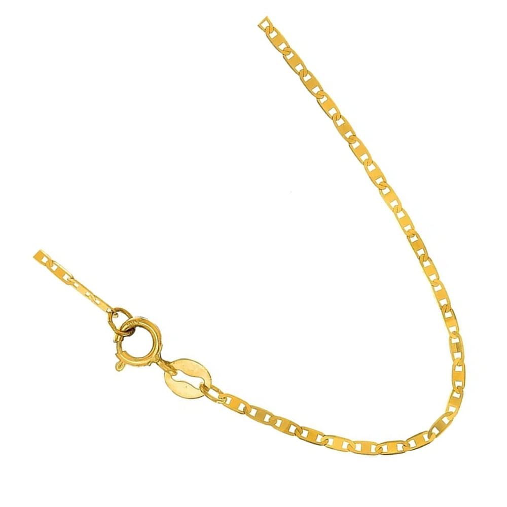 10k Solid Yellow 1.2mm Mariner Chain Necklace, Spring Ring Clasp