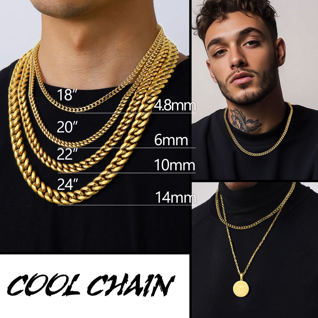 Cuban Chain for Men Black Plated 4.8mm Miami Cuban Necklace 18 Inch Hip Hop Mens for