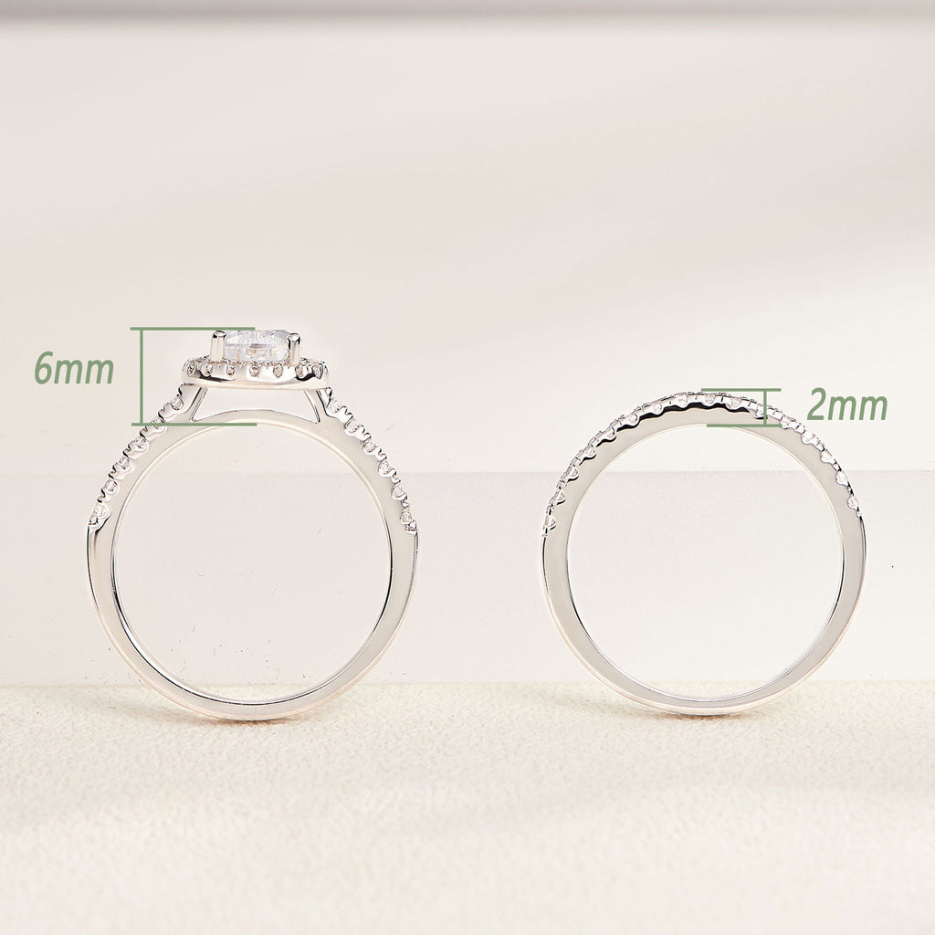 2Ct Round Cut Wedding Rings for Women Halo Engagement Ring Sets 925 Sterling CZ Size 8