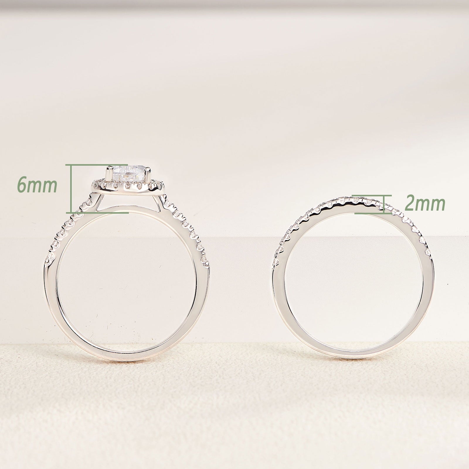 2Ct Round Cut Wedding Rings for Women Halo Engagement Ring Sets 925 Sterling CZ Size 8
