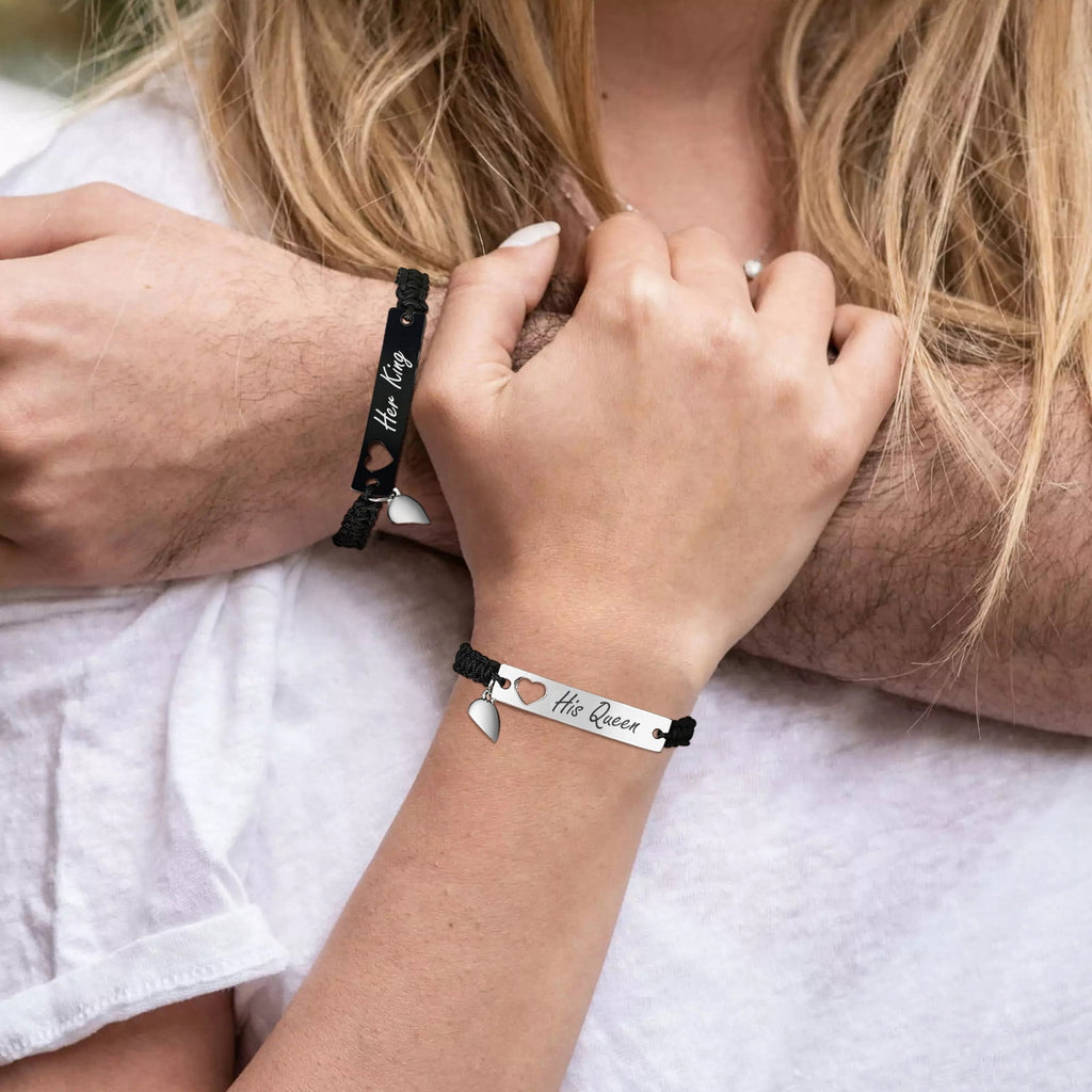 Magnetic Couples Bracelet, Adjustable Matching Macrame Bracelets, Stainless Steel Distance Relationship Bracelet, BF and GF Gifts