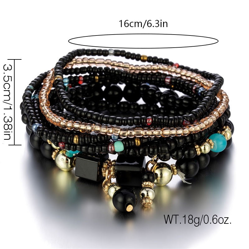 8 PCS Bohemian Women's Bracelet, Beaded Bracelet, Women's and Girls