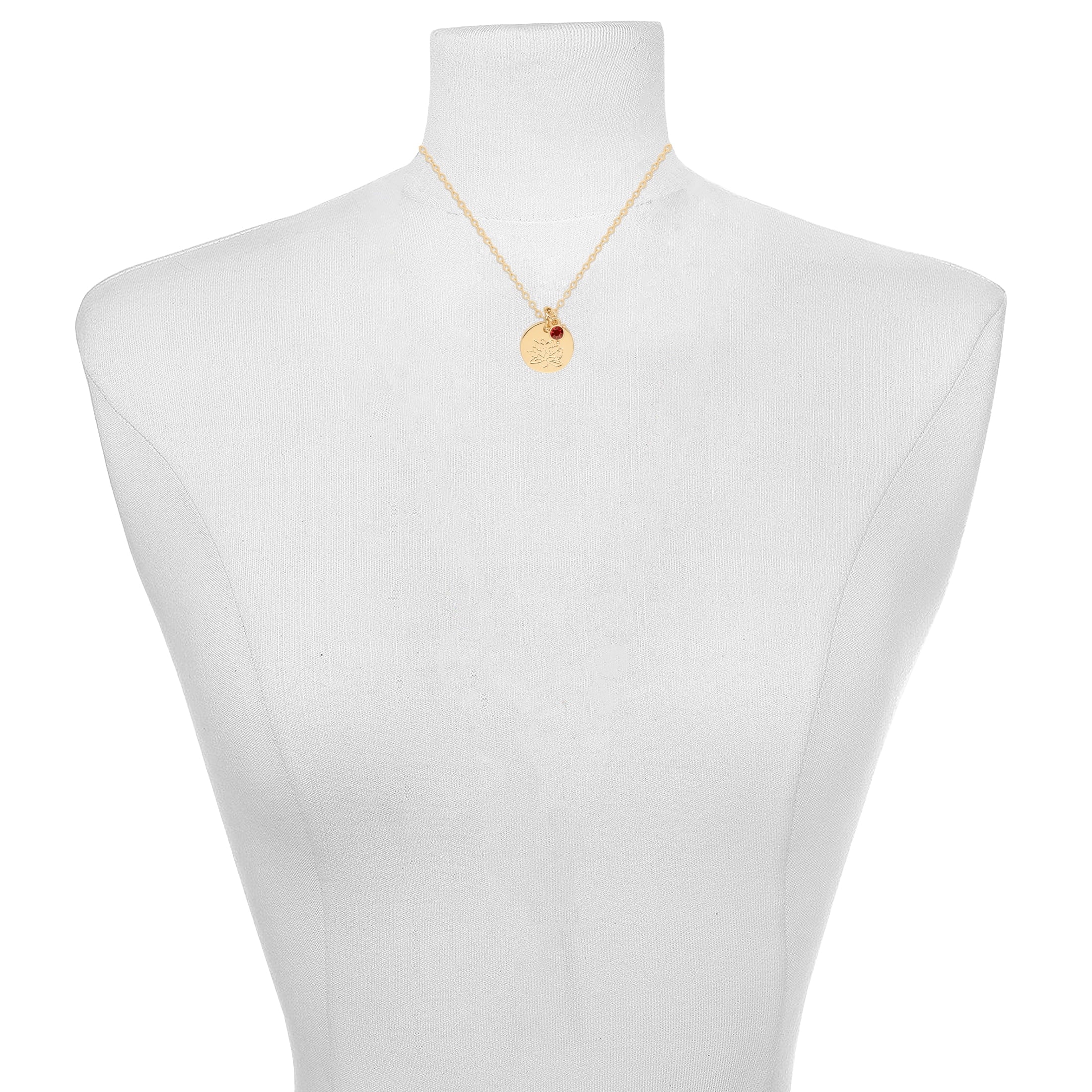 Women’s March Necklace, Tone Chain with Light Azure Stone &amp; Daffodil Flower
