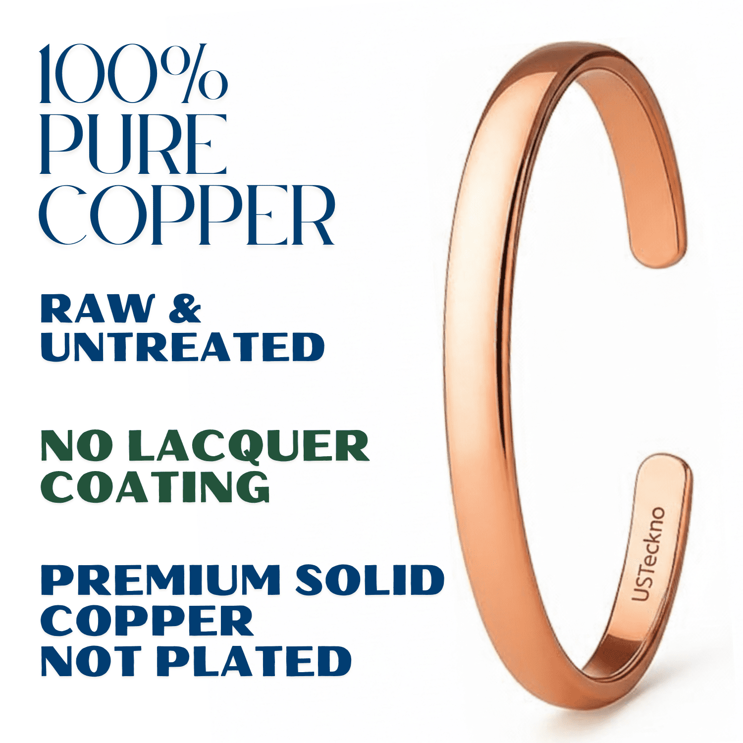 Hand Forged Unisex 100% Copper Bracelet. Made with Solid High Gauge Copper and Health benefits. Enhance your well-being in style!