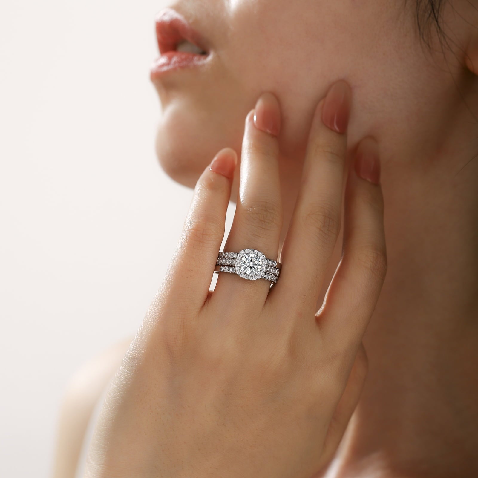 Halo Wedding Ring Set for Women Bridal Sets 925 Sterling AAAAA Zirconia Size 7