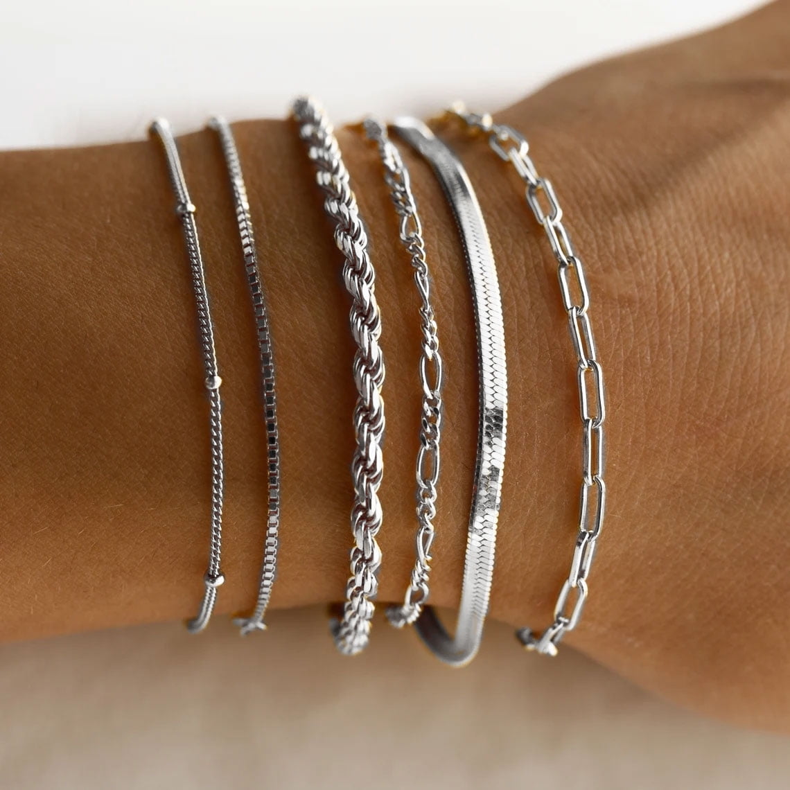 6PCS Bracelets for Women 14K Plated Dainty Layered Stacking Jewelry Set Gifts