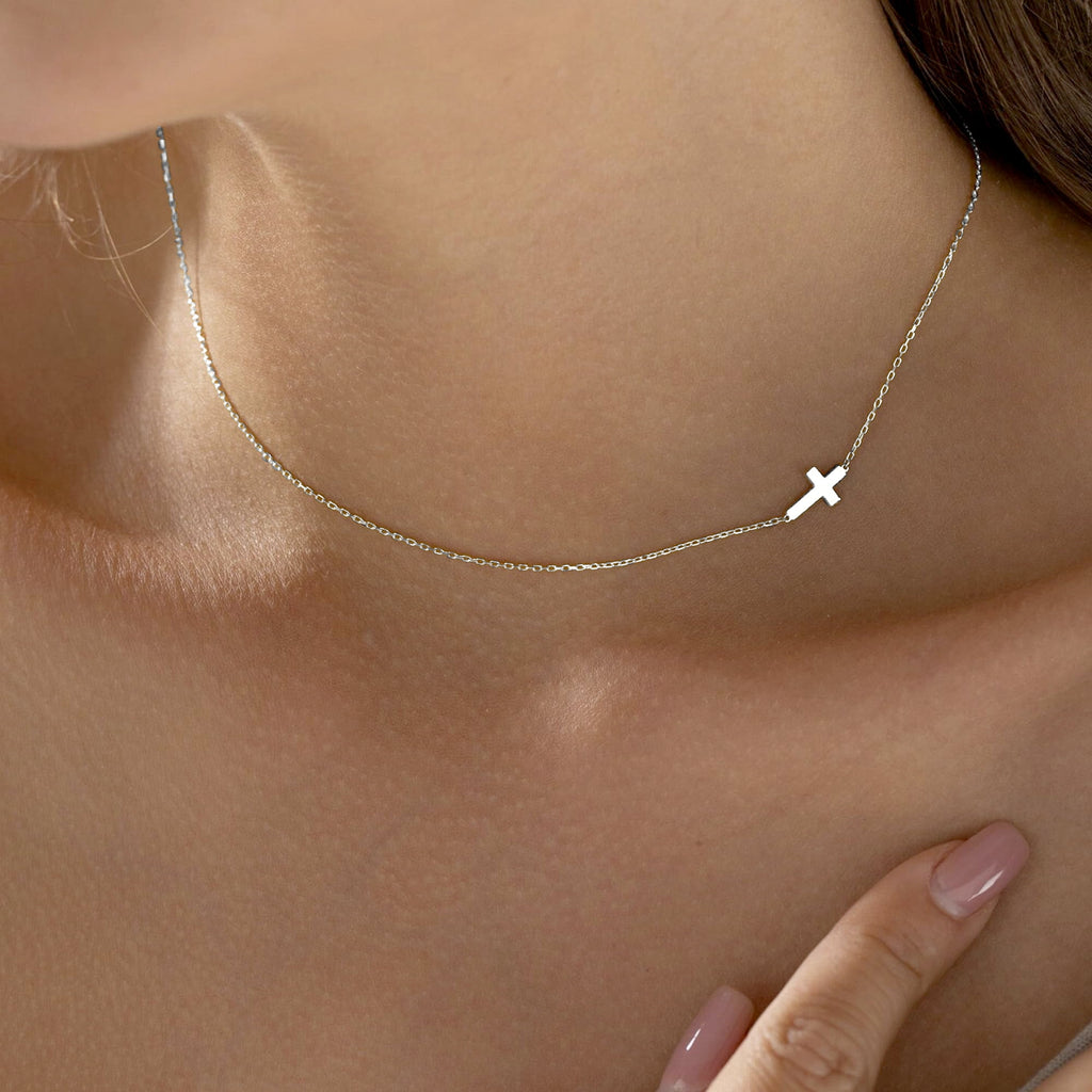 14K Plated Dainty Tiny Cross Pendant Necklace for Women Jewelry Personalizedt First Communion Christian Baptism Easter Gifts for Her Kid Girls