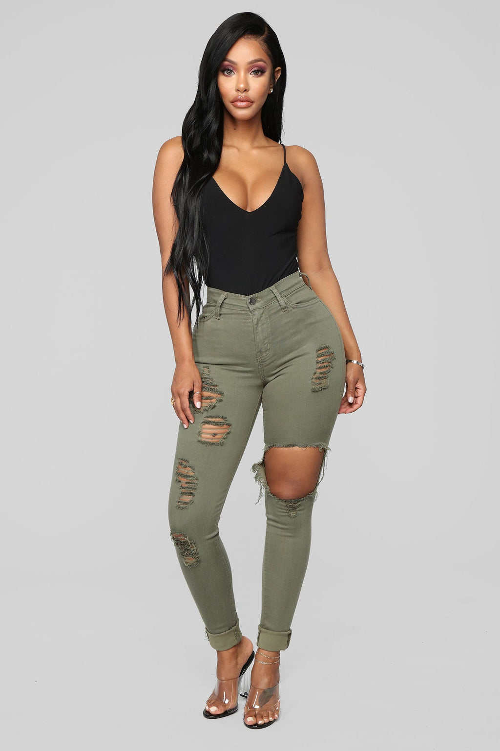Glistening Jeans - Olive