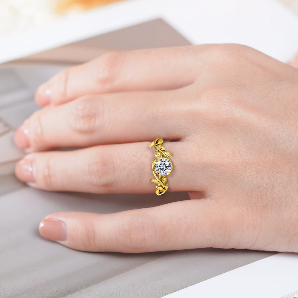 0.50 Round Cut Bohemian Engagement Ring - Vintage Ring - 18k White Plating for Women