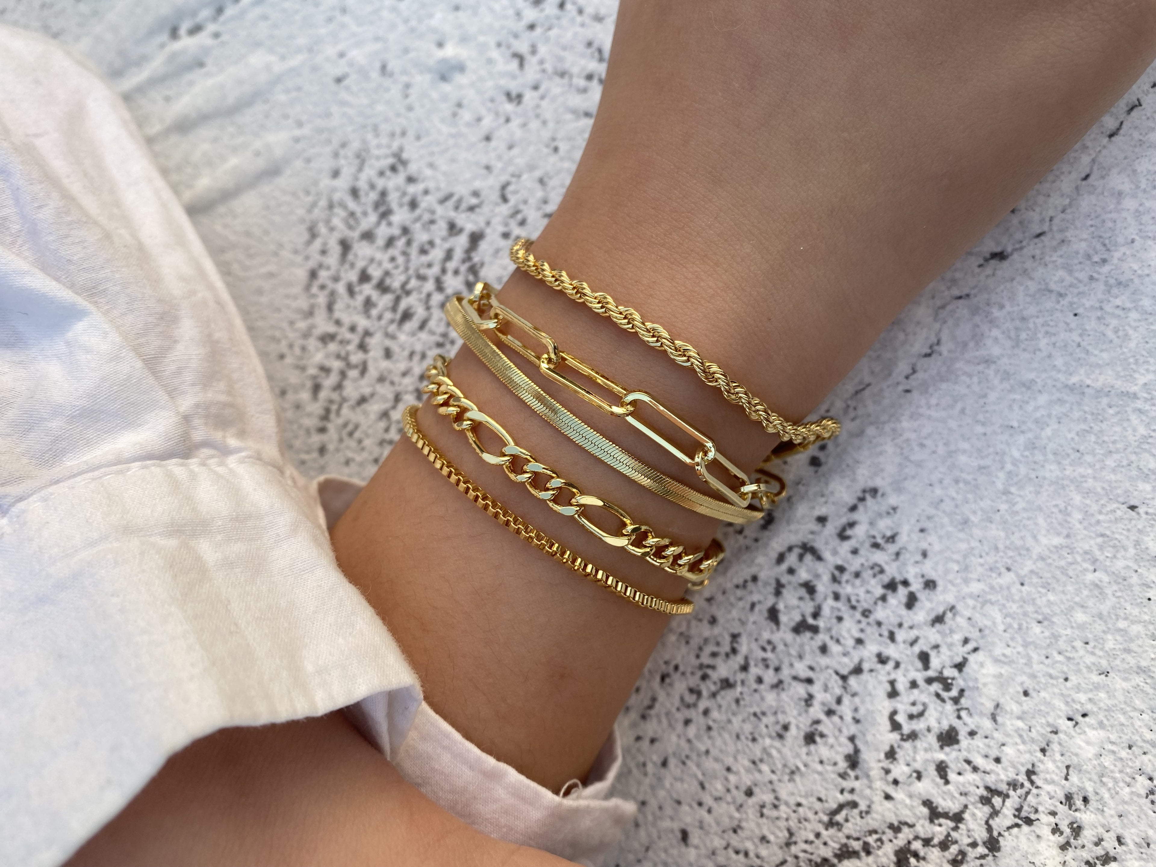 6PCS Bracelets for Women 14K Plated Dainty Layered Stacking Jewelry Set Gifts