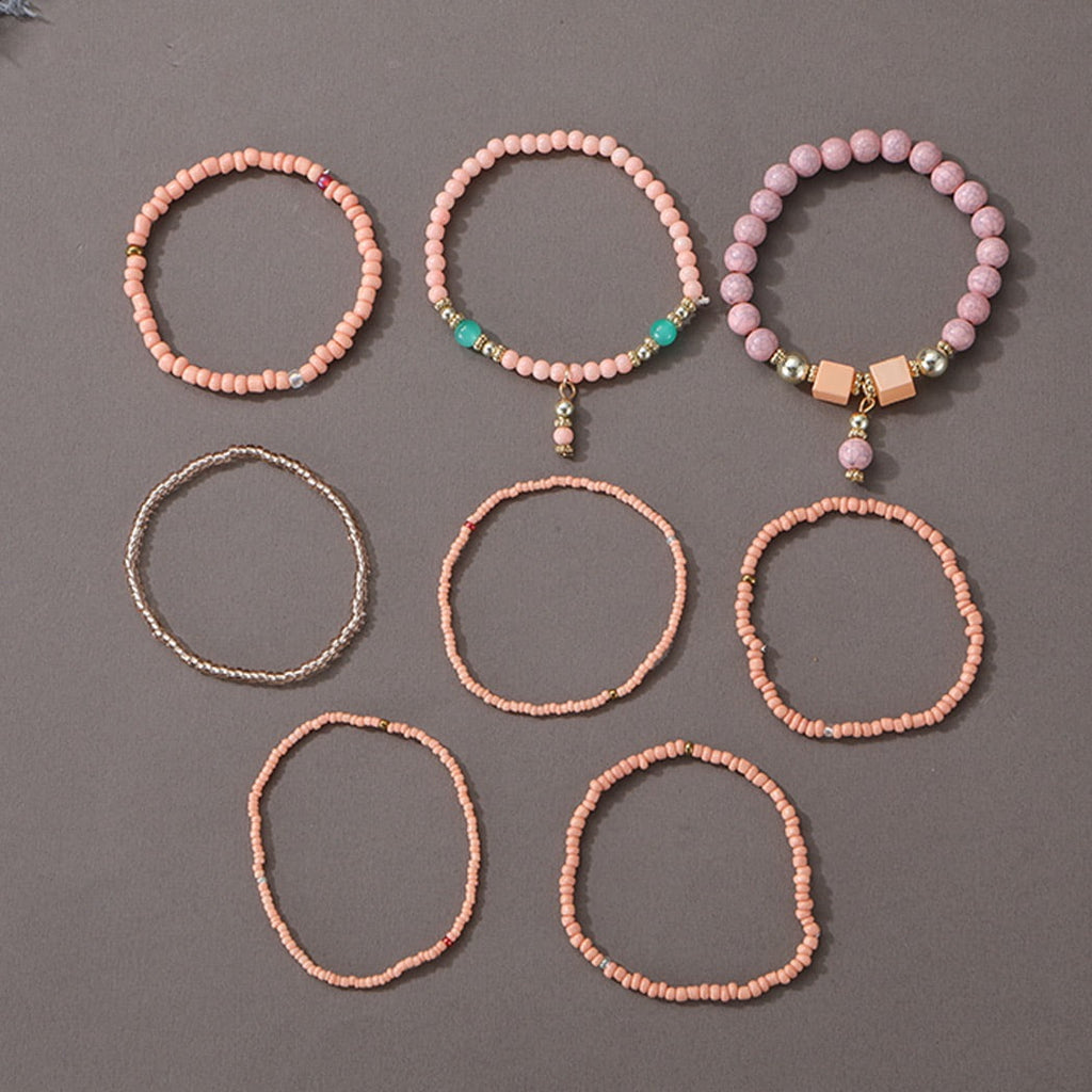 8 PCS Bohemian Women's Bracelet, Beaded Bracelet, Women's and Girls