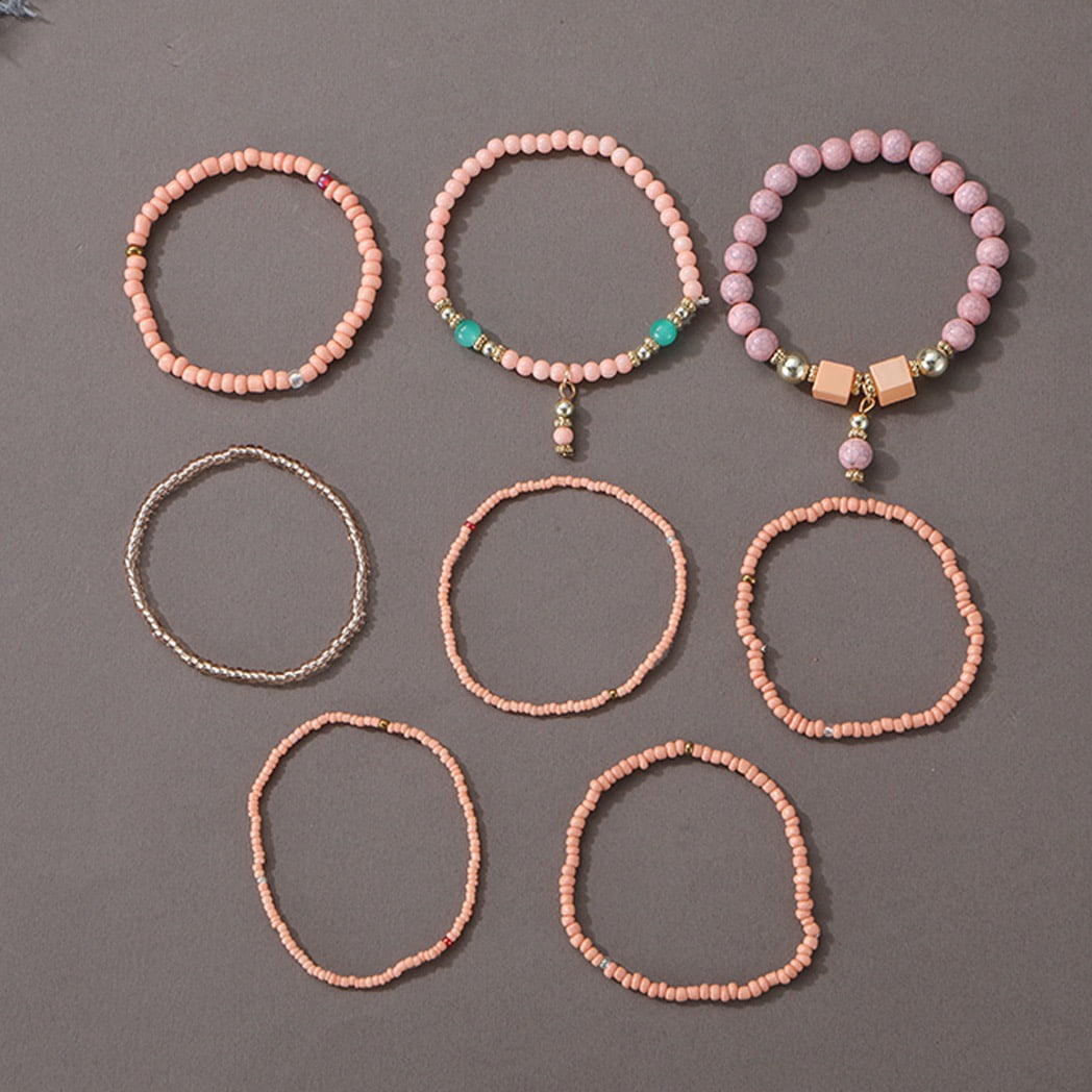 8 PCS Bohemian Women's Bracelet, Beaded Bracelet, Women's and Girls