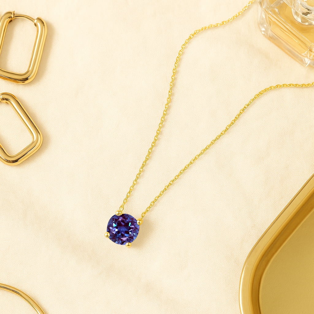 1 - April Solitaire Pendant Necklace in 18K White over , Female, Adult