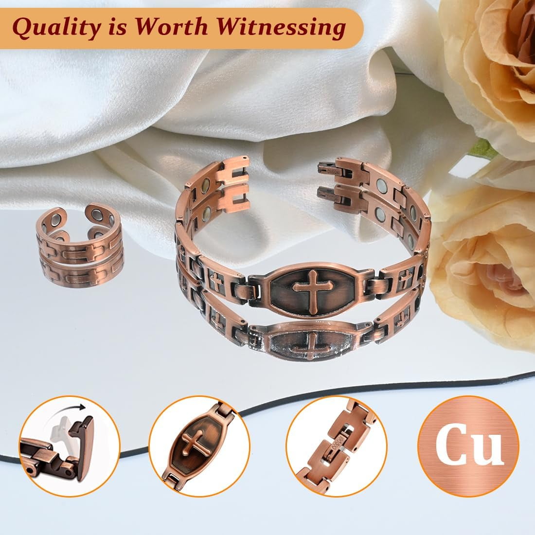 99.99% Solid Copper Magnetic Bracelets for Women