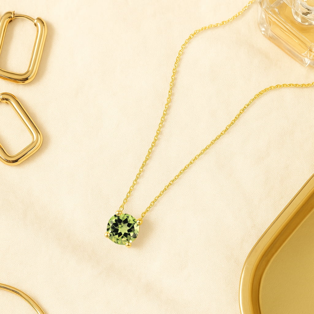 1 - April Solitaire Pendant Necklace in 18K White over , Female, Adult